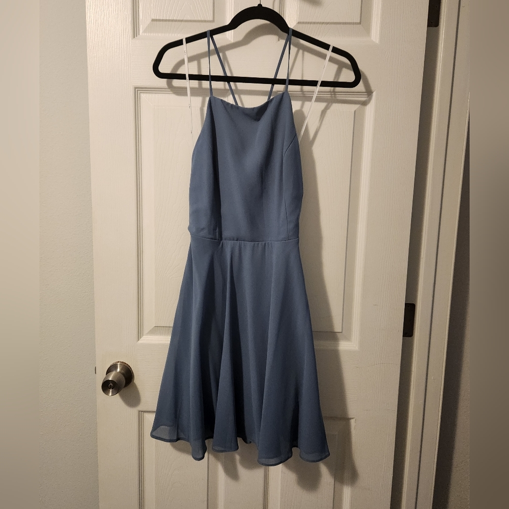 Lulus grey/blue above the knee dress